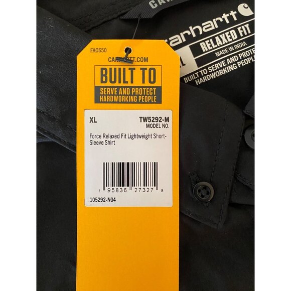 NWT Carhartt Relaxed Fit Black Short-Sleeve Shirt Belle Plaine Logo XL - Picture 6 of 13